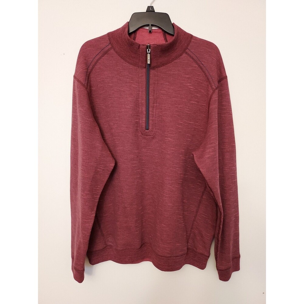 Tommy Bahama Men's 1/2 Zip Pullover Sweater Size XL Red Cotton Casual